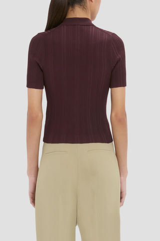 Ribbed Polo Top | Acai