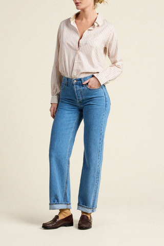 Gracie Shirt | Carmel Stripe