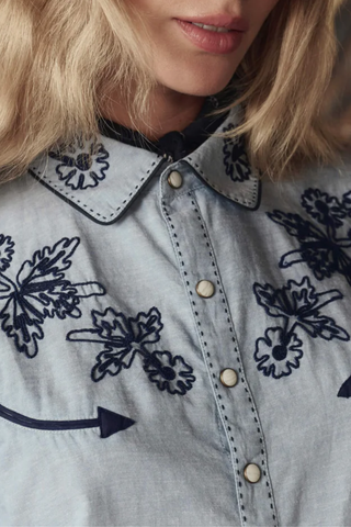 The Chambray Embroidered Western Shirt | Chambray