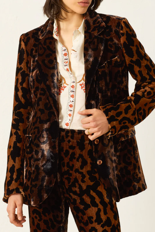 Afternoon Leopard Blazer | Dark Brown