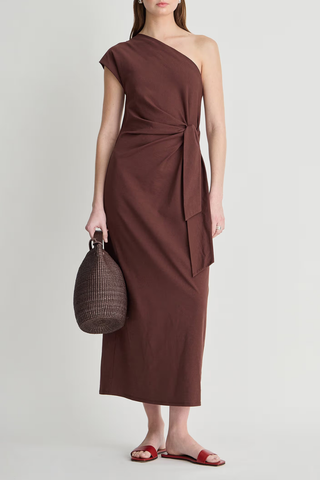 Georgie One Shoulder Maxi Dress | Chocolate