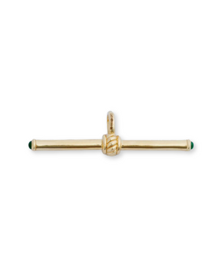 Gold T-Bar with Emerald Cabochons