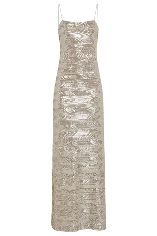 "La Danza Del Mare" Sequin Slip Dress | Silver