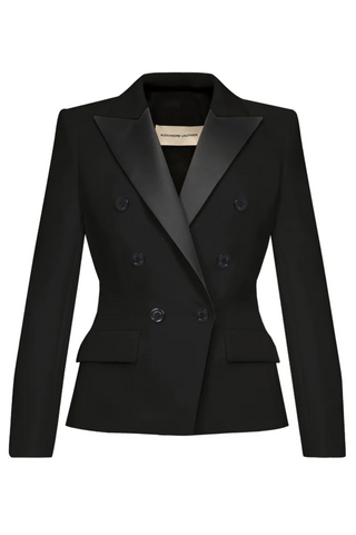 Double Breasted Boucle Blazer | Black