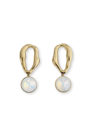 Sculptural Earrings With Crystal | Opal