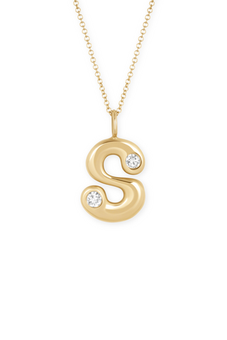 Bubble Letter Pendant | Two Diamonds