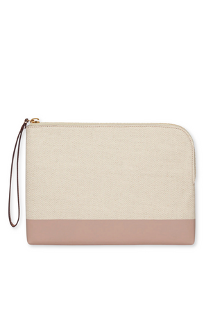 The Makeup Pouch Midi | Herringbone & Mauve