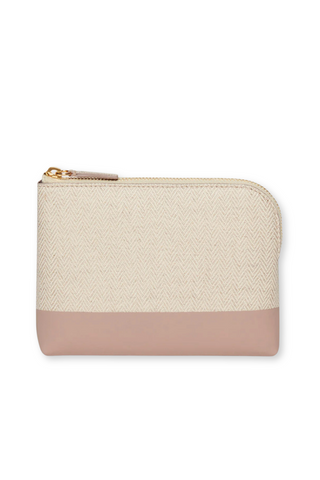 The Makeup Pouch Petite | Herringbone & Mauve