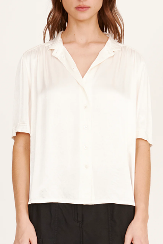 Victory Blouse | Pebble Satin Washed White