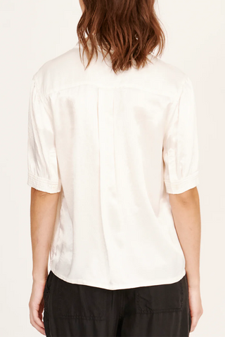 Victory Blouse | Pebble Satin Washed White