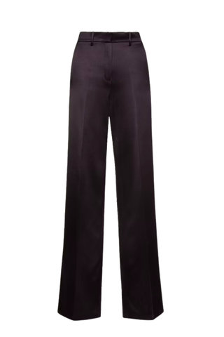 Wide Leg Tailored Silk Pants | Black