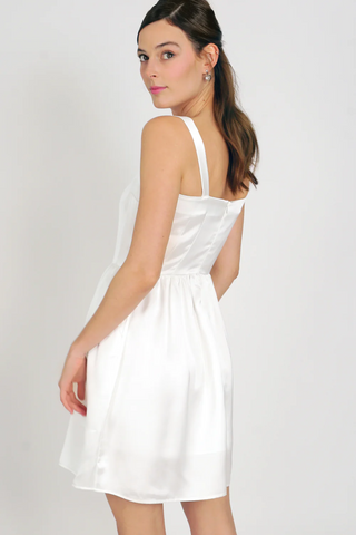 Satin Mini Laura Dress | White