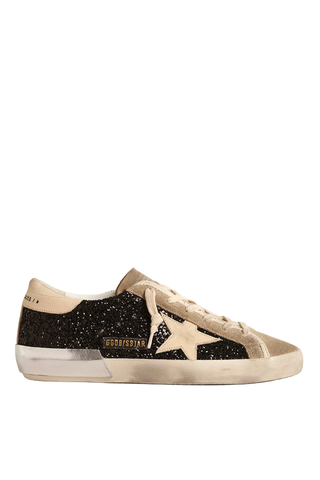 Super-Star Glitter Upper Suede Toe Vintage Leather Star And Heel Laminated Foxing | Black/Taupe/Buttercream
