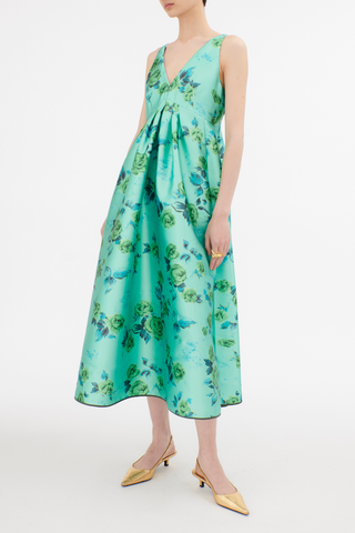 Duchesse Roses Dress | Opal Green