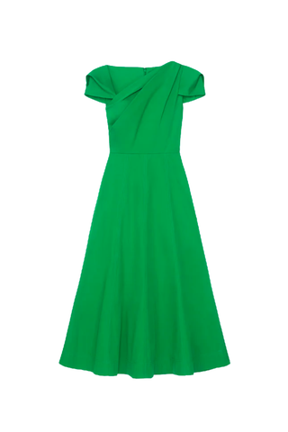 Cap Sleeve Cotton Poplin Midi Dress Green Green