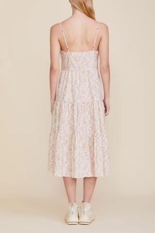 Button Front Tiered Dress | Pink Rose