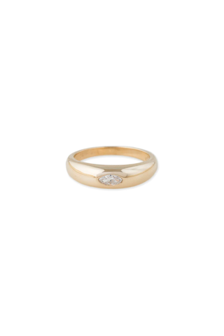 Marquise Diamond Thin Dome Ring | Gold