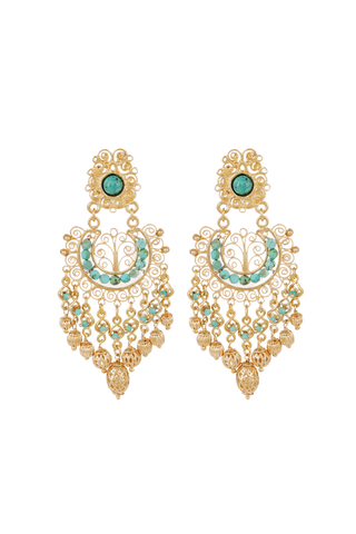 Gold and Turquoise Dangle Earrings
