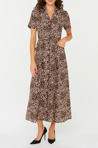 Long Silk Maria Dress | Leopard