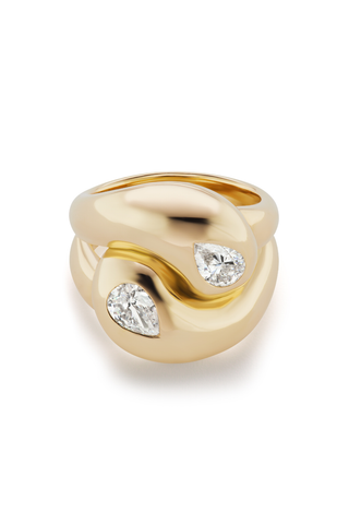 Knot Ring with Diamond Pears