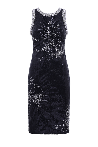 Fully Sequined Embroidered Dress | Black