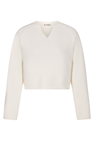 Long Sleeve Raglan V Neck Sweatshirt | Cream