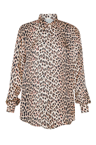 "The Twilight Leopard" Print Satin Shirt | Copper