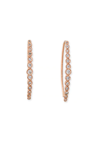 13 Graduated Diamond Curved Threader Hoop Earrings | Yellow Gold
