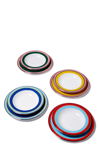 Soup And Dinner Plate Set Of 4 Rainbow Mix