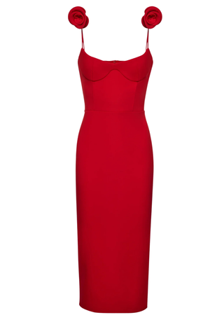 Bustier Midi Dress | Red
