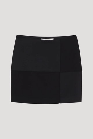 Satin Patchwork Skirt Noir