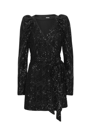 Sequins Mini Wrap Dress | Black