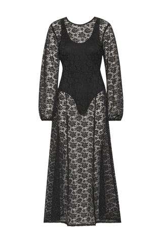 Lace Maxi Slit Dress | Black