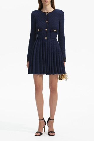 Navy Weave Knit Mini Dress